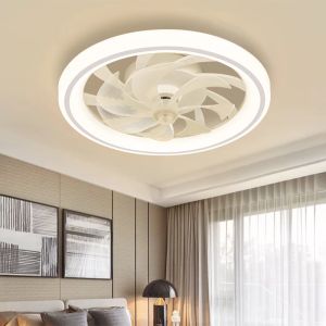 Smart takfläktfläktar med ljus fjärrkontroll sovrum dekor ventilator lampa 50 cm luft osynliga blad infällbar tyst