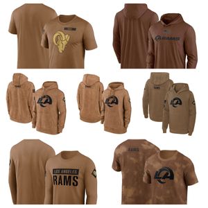 Sweatshirts långärmad t-shirt los angeles''rams''men women youth''brown 2023 hälsning till serviceklubb pullover hoodie