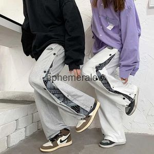 Męskie spodnie spodnie High Street Fashion Harajuku nerkew nerogi kwiatowe spodnie piersi Koreańska moda amerykańska duże spodnie dresowe paty joggers Mephemeralew