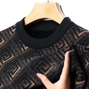 Męski pullover okrągła szyja długie rękawy jesienne zimowe sweter zagęszczony ciepłą dzianinową modę swobodne luźne ubranie męskie 240111