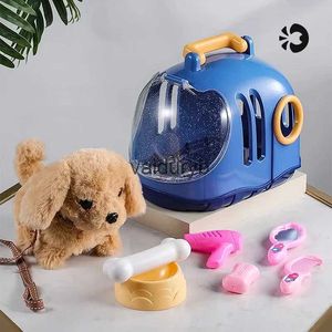 Bebê música som brinquedos jogar casa de pelúcia elétrica filhote de cachorro caminhada casca nod wag cauda 6 tipos cão com uma gaiola animal de estimação crianças para presente de aniversáriovaiduryb