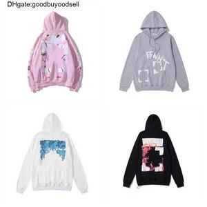 Bayan Erkek Hoodies Hip Hop Offs Adam Erkek Sokak Giyim Mektup Kapüşonlu Tasarımcılar Kapşonlu Hoodys High Street Pullover Sweatshirt Siyah Beyaz Giysiler 4S1L