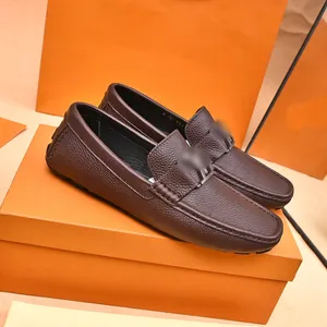 Modedesigner herrar klänning skor brev spänne läder svart bruna klänning skor män avslappnade loafers designers prom kväll bröllop formella herrar skor glider på