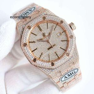 Aps feminino luxo diamante incrustado relógio designer cheio de diamante relógio gelo fora masculino relógio ap menwatch B1ED movimento mecânico automático uhr coroa busto para baixo montre royal re 8