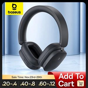 헤드폰 Baseus H1 무선 헤드폰 40dB 하이브리드 ANC 이어폰 Bluetooth 5.2 40mm 드라이버 Hifi 4Mics ENC Over the Ear Headsets 70H Time