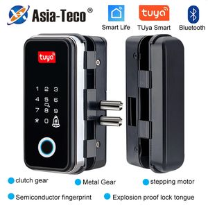 التعرف على بصمات الأصابع الإلكترونية قفل ذكي Tuya App Bluetooth IC Card Biometric Unlock for Glass Door Wooden 240111