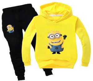 Rolig tecknad söt minions baby vinterkläder tryck kawaii småbarn pojkar flicka höstkläder sätter barn gul outfit 2011269927461