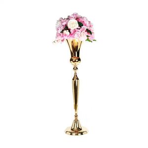 80 cm a 120 cm de altura) Vasos de flores de metal dourado Peças centrais de mesa Trompete Designs de suporte floral para casamento, eventos de Natal, decoração de festas