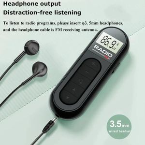 라디오 미니 포켓 FM 라디오 휴대용 76108mhz 라디오 수신기 백라이트 LCD 디스플레이 유선 3.5mm 헤드폰 지원 전형적인 충전