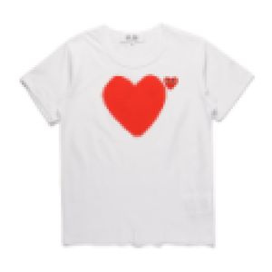 Designer TEE Com Des Garcons PLAY Double Heart Shirt Sz L Slim Weiß Unisex Japan Beste Qualität EURO Größe