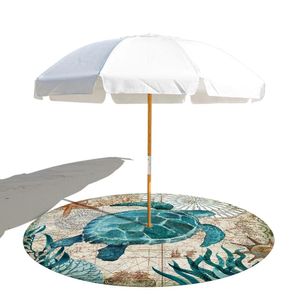 マットウミガメの丸いビーチマット傘のための8cmの穴のサンパンボタンマイクロファイバークイックドライビーチタオルサークルヨガマット2サイズ