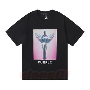 パープルブランドTシャツデザイナーメンズTシャツハイストリートプリントティーカップルカジュアルルーズトップ半袖サイズS-XL 6677