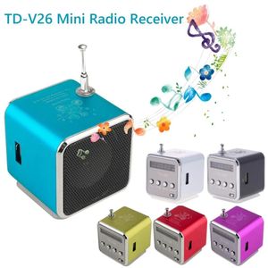 Alto-falantes tdv26 mini rádio fm digital alto-falante portátil receptor de rádio fm com display led reprodução inteligente micro sd/tf cartão dois canais