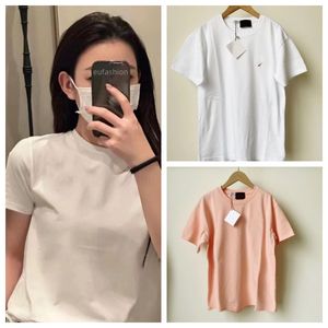 Top T-Shirt للسيدات الصيف غير الرسمي مصمم تشييرت الملابس ملابس النساء قميص قصير الأكمام اللون الأبيض اللون البرتقالي جولة الرقبة أعلى تي شيرت أنثى ملابس شارع فضفاضة غير رسمية