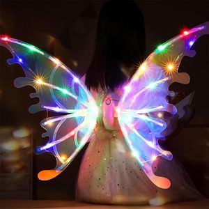 Electric Sparkling Butterfly Fairy Elf Wings with LED Lights Music for Kids Pets