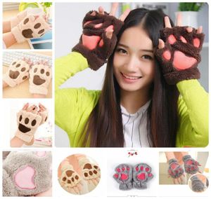 Claw Paw Plush Mittens Kort fingerlösa halvfingerhandskar Bear Cat Plush Paw Claw Half Finger Glove Soft Half Cover Handskar YHM1149672888