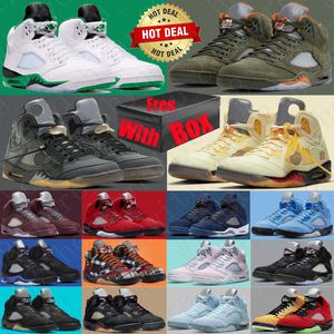 Kutu Jumpman Olive 5 5s Erkek Basketbol Ayakkabıları Gece Yarısı Donanma Dusk Dawn Ekose UNC Craft Racer Blue Sail Aqua Black Metalik Bordo Eğitimleri Spor Sneakers