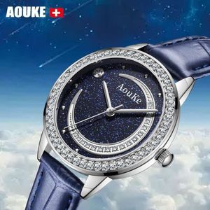 Live Broadcast of Shining Star River Diamond Inlaid Genuine Leather Quartz Fashionable Watch, Niche Watch for Women