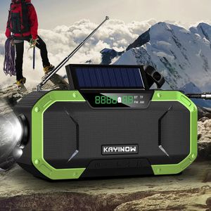 AMFM Emergency Radio Solar Powered Hand Crank med LED -ficklampa 5000mAh Power Bank Phone Charger Bluetooth 50 Högtalare 240111