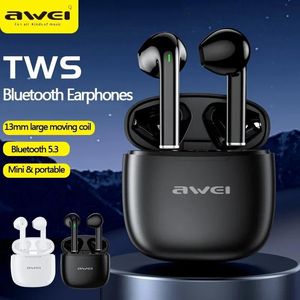 Fones de ouvido Awei T26 Pro V5.3 Fones de ouvido sem fio Bluetooth com microfone ENC HD Chamada Hifi Sound Sport Headset Gamer Fones de ouvido com cancelamento de ruído