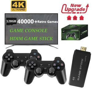 M8 HD Console de videogame 40000 jogos Stick TV 4K 128G Player portátil 24G Controle duplo sem fio 240111