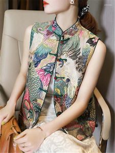 Ethnic Clothing Retro Chinese Style Modern Women Vest Oriental Traditional Gilet Clothes 2024 Casual Jacket Hanfu Tops