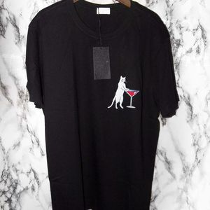 Mode casual heren Laurents klassieke Designer luxe kat wijnglazen print trend ronde hals korte mouw losse shirt T-shirt