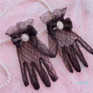 Five Fingers Gloves Chic Letter Embroidery Lace Gloves Sunscreen Drive Mittens Women Long Mesh Glove party wedding dress gloves arm cuff jewelry