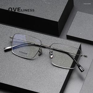 Solglasögon ramar Pure Titanium Glasses Frame For Men Square Eyewear 2024 Man Full Optical Myopia Recept Egallasses SPECTOLES