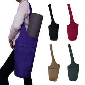 Tapetes Yoga Mat Bag Algodão Canvas Grande Carry Tote Alça de Ombro Ajustável Sports Bag Bolso de Armazenamento 5 Cores Mochila