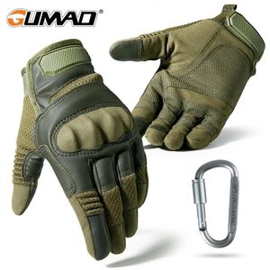 PU Leather Tactical Gloves Touch Screen Hard Shell Full Finger Glove Army Military Combat Airsoft Driving Bicycle Mittens Men 240112