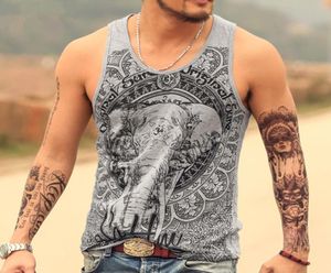 Grey Men Tank Top Casual Fitness Singlets Brand Mens T Shirt Sleeveless Gasp Hip Hop Vest Elephant Print Cotton Undershirt2835747