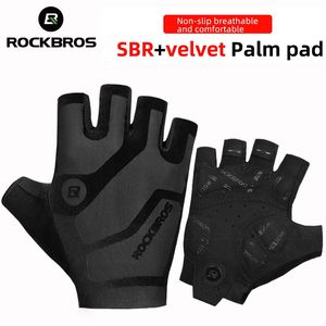 Rockbros Bicycle Gloves Road Anti-Shock Mountain Bike Fingerless Gloves Men Mensemay Scycling Sports Non-Slip Glove 240112