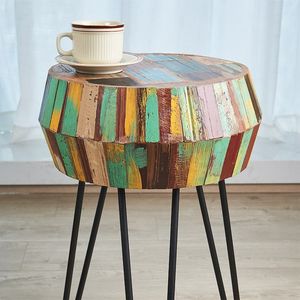 Reclaimed Wood Side Table, Night Stand, Wood Plant Stand, Accent Table, Round End Table for Living Room Bedroom