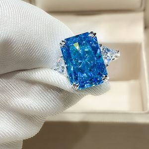 Choucong Blawing Wedding Ournings luksusowa biżuteria prawdziwa 100% 925 srebrna srebrna promieniowanie randu blue szafir cz diamentowy szlachetki wieczne impreza zaręczynowy pierścionek zaręczynowy