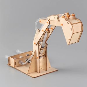 유압 굴삭기 과학 실험 재료 어린이 DIY 기술 소규모 생산 조립 장난감 240112