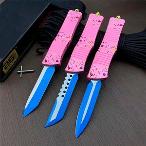 New Exclusive Dessert Warrior Ultratech Donut Pink OTF AUTO Knife 3.74" D2 Blade Aviation Aluminum Handle Camping Outdoor Tactical Self-defense Knives EDC Pocket Tool