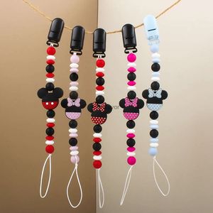 Nya baby tänder leksaker baby pacifier chian clips mus form silikon pärlor anti-förlorade bröstvårthållare baby tandmamma dummare tugga presenttillbehör