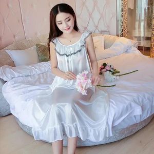 Women's Sleepwear Women Nightwear Home Soft White Shirts Lounge Nightgown Nightdress Loose Loungewear Sexy Ladies Night Silk