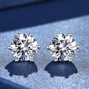 AETEEY Real Diamond Stud Earrings D Color 1ct 925 Sterling Silver Six Prong Wedding Fine Jewelry for Women 240112