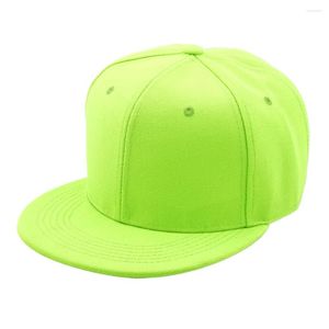 Ball Caps Neon Yellow Green Men's Flat Brim Snapback Hat Women Plain Baseball Cap Fluorescent Orange Bright Hip Hop