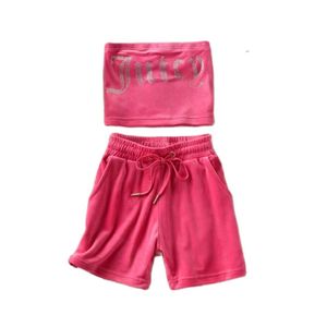 Velvet 2 peças Conjunto de mulheres roupas de moda sexy Crop shorts de cordão de corte