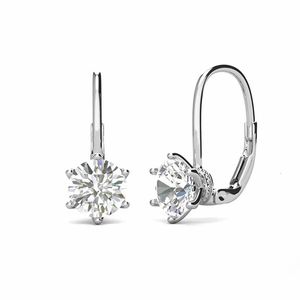 2ct D Color VVS1 Clip Earrings for Women White Gold Plated Certified Dangle 925 Sterling Silver 240112