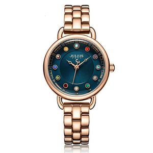 Julius senhora relógio feminino miyota moda horas colorido pulseira de pedra de aniversário relógio de negócios caixa de presente de aniversário dos namorados da menina 240112
