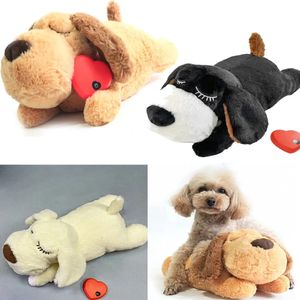 Brinquedo do cão bonito filhote de cachorro brinquedo de pelúcia confortável treinamento comportamental brinquedo coração bater calmante boneca de pelúcia sono para cães inteligentes jogar 240113