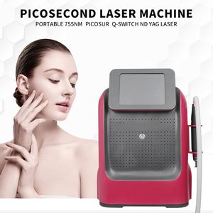 Tragbarer Pikosekundenlaser mit 4 Köpfen für schmerzfreie Tattooentfernung, Augenbrauenwaschen, Anti-Pigment-Nd-Yag-Picolaser-Carbon-Peeling-Hautaufhellungsmaschine