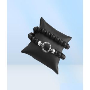 Hänge halsband standhalsband pave obsidian charm europeisk trendig europeisk mode gåva smycken i 925 sterling sier för män dropp del dhzej