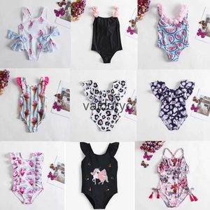 Endelar Girls Fancy One-Piece Swimsuit 1-5 år Girl ärmlös Simning Wear 2023 Fashion Flower Swimewear For Children Summer Bathing H240508