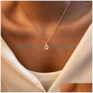 Pendant Necklaces Classic Water Drop Initial Letter Necklace Women Simple Stainless Steel Chain For Jewelry Gift Drop Delivery Dhslh