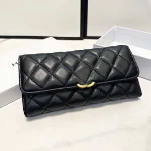 Kadın tasarımcı kuzu derisi deri kat cüzdan da debriyaj çantası altın donanım elmas kafesi 19x10cm çoklu pochettes kapitone lüks kart tutucu para çantası kare el çantası